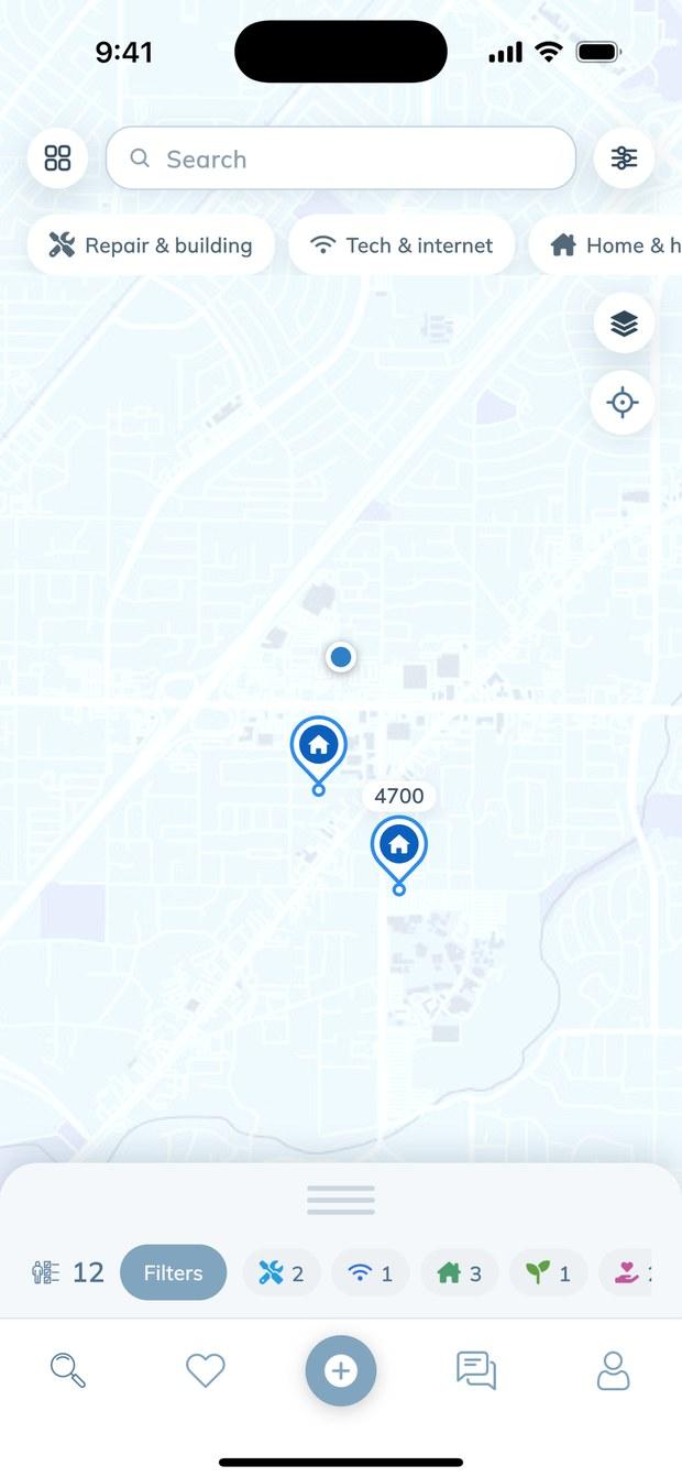 Mapa con anuncios de servicios cercanos